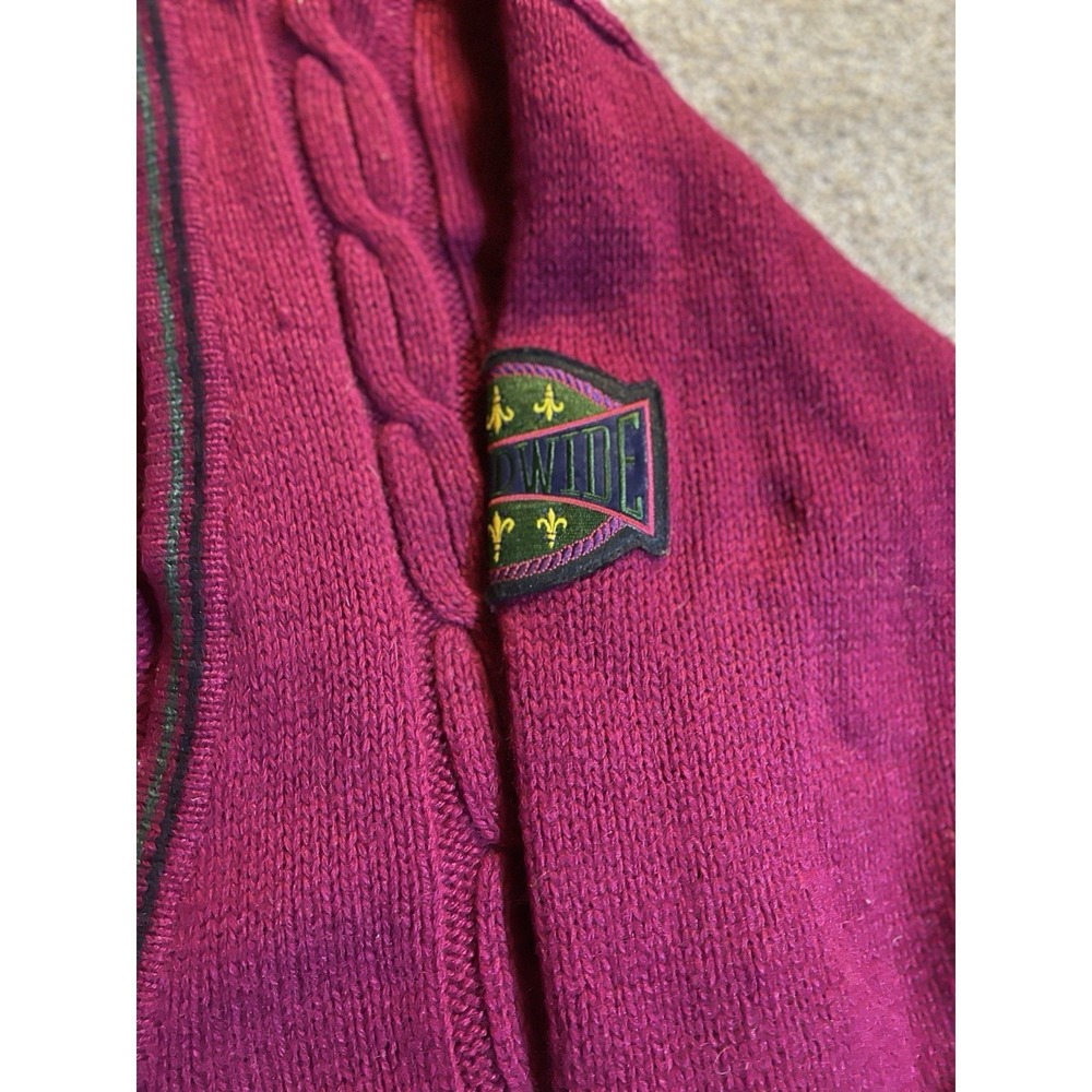 VTG 90s Gap Shetland Wool Grandpa Cardigan Sweater Burgundy Maroon Mens M - Picture 3 of 10